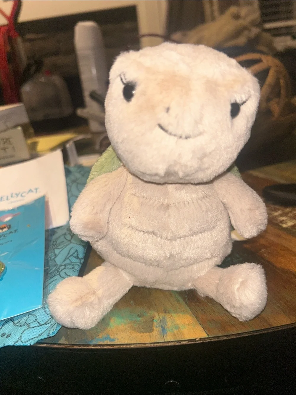 Jellycat Beige Plush Turtle Soft Toy with Matching Enamel Pin & Dust Bag-NWT